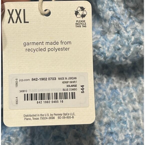 New A.N.A. Chunky Knit Sweater Women's Crew Neck Blue Combo XXL - Picture 5 of 6